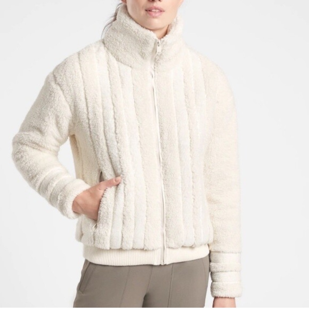 Athleta Ivory Teddy Zip-Up Jacket